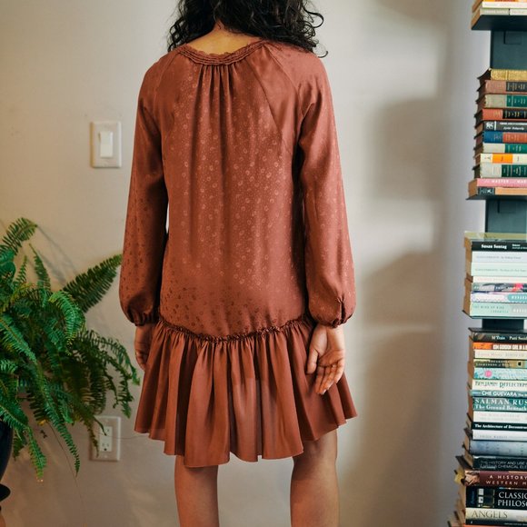 Rebecca Taylor 100% silk babydoll longslv dress 4 - Picture 3 of 5